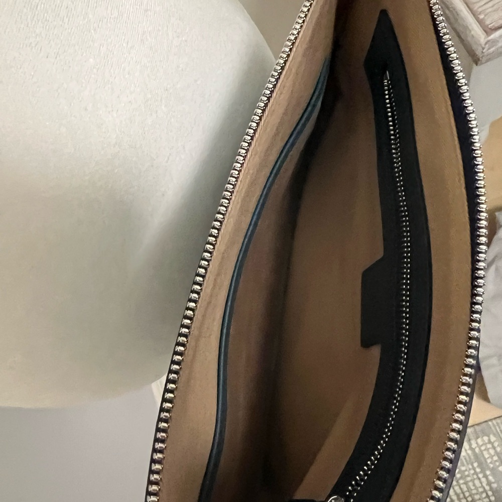 MCM Teal Embossed Leather Messenger Bag - Picture 4 of 6